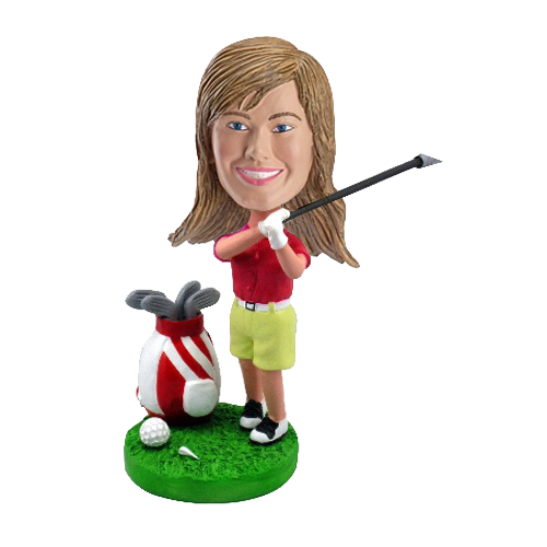 Custom Female Golfing Bobblehead