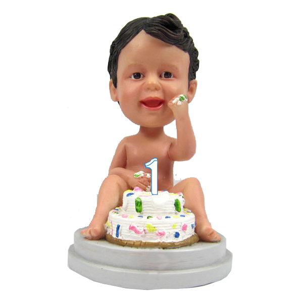 1t Year birthday bobble head cake topper