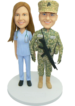 Army and Nurse Custom Wedding Cake Topper