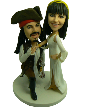 Caribbean Pirate Wedding Cake Toppers