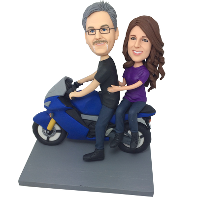 Couple on Motorcycle Bobble Heads