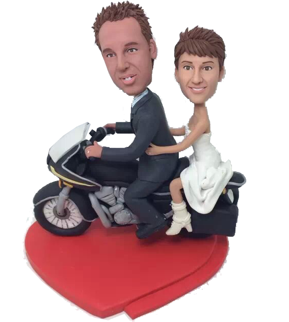 Couple On Motorcycle Bobbleheads