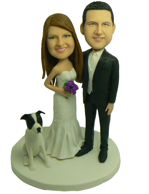 Couple With Pet Cake Topper
