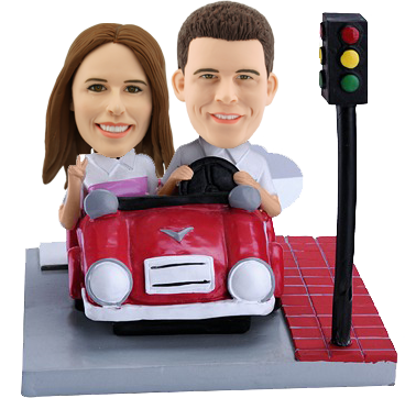 Custom Bobblehead Couple on Car