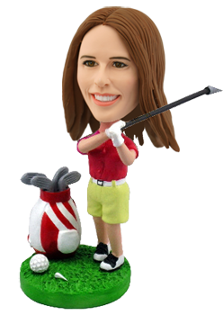 Custom Female Golfing Bobble head