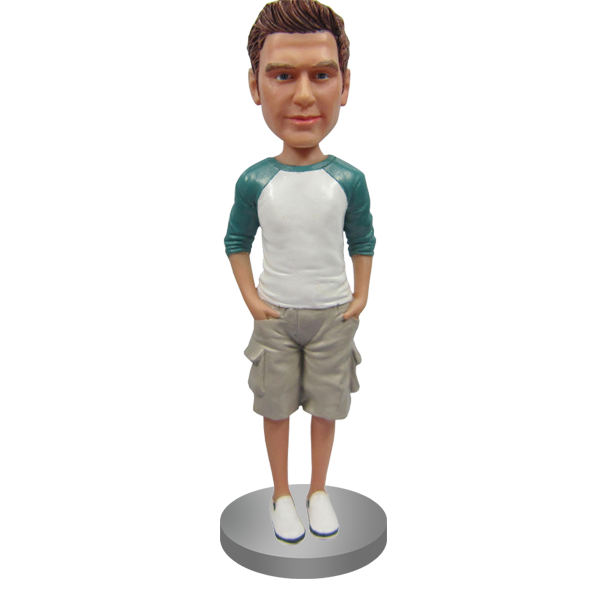 Customized Bobblehead In Henley and Shorts