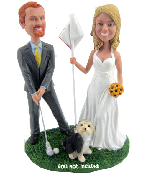 Golfing Bride and Groom Bobbleheads