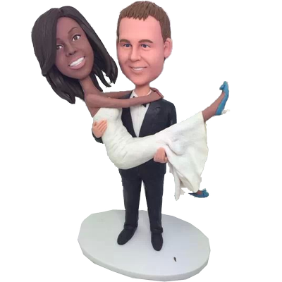 Groom Carrying Bride Wedding Cake Topper