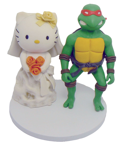 Hello Kitty and Ninja Turtles Wedding Cake Topper