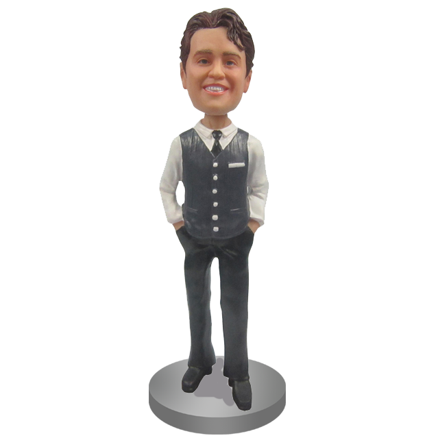 Personalized Bobblehead Doll in Vest and Tie