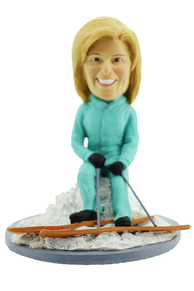 Skiing Woman Bobblehead