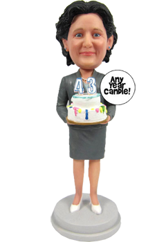 Skirt Suit Lady Bobblehead Cake Topper