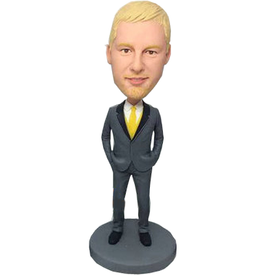 Yellow Tie Groomsman Bobblehead