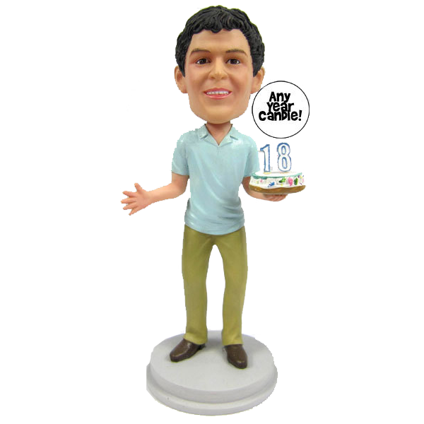 Young Man Birthday Cake Topper Bobblehead