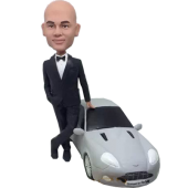 Black Suit Man and Luxury Car