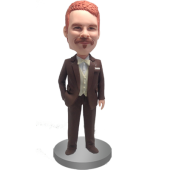 Brown Suit Groomsman Bobblehead