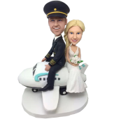 Couple on Plane Wedding Cake Topper