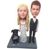 Couple and Dog Custom Bobbles