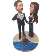 Couple in Beach Bobbleheads (