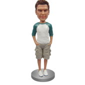 Customized Bobblehead In Henley and Shorts