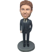 Dark Grey Suit Groomsman Bobble Head