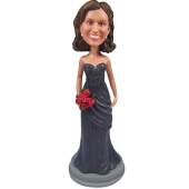 Grey Dress Bridesmaid Bobble Head