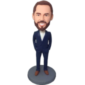 Navy Suit Groomsman Bobble Head
