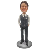 Personalized Bobblehead Doll in Vest and Tie