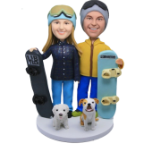 Snow Boarding Couple Cake Toppers