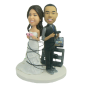 wrapped up in games wedding cake  toppers