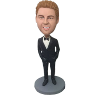 Black Suit Groomsman Bobblehead