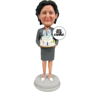 Skirt Suit Lady Bobblehead Cake Topper